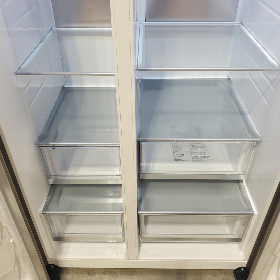 LG ENERGY STAR 27 cu. ft. Side by Side Refrigerator with Edge-to-Edge InstaView in Print Proof Stainless Steel LRSOS2706S - Scratch & Dent (Minor)
