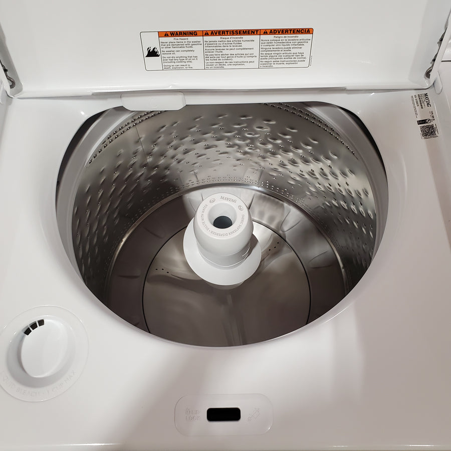Maytag 4.5 cu. ft. Capacity Top Load Washer with Power™ Agitator and Deep Fill MVW4505MW - Scratch & Dent (Moderate) and Maytag 7.0 cu. ft. Capacity Top Load Electric Wrinkle Prevent Dryer MED4500MW - Scratch & Dent (Minor)