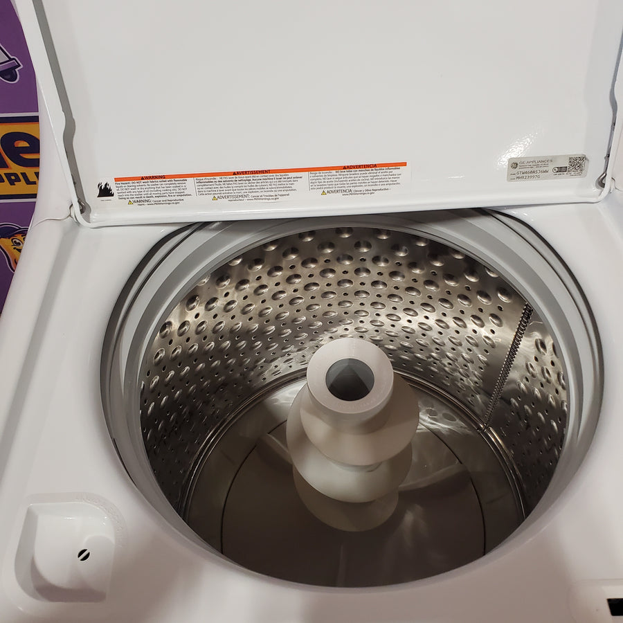 GE White Top Load 4.2 Cu. Ft. Washer with Stainless Steel Basket and Dual Action Agitator GTW460ASJWW - Certified Refurbished