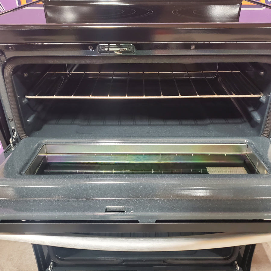 Whirlpool 6.7 cu. ft. 5 Burner Element Double Oven Electric Range with True Convection in Stainless Steel WGE745C0FS - Scratch & Dent (Minor)