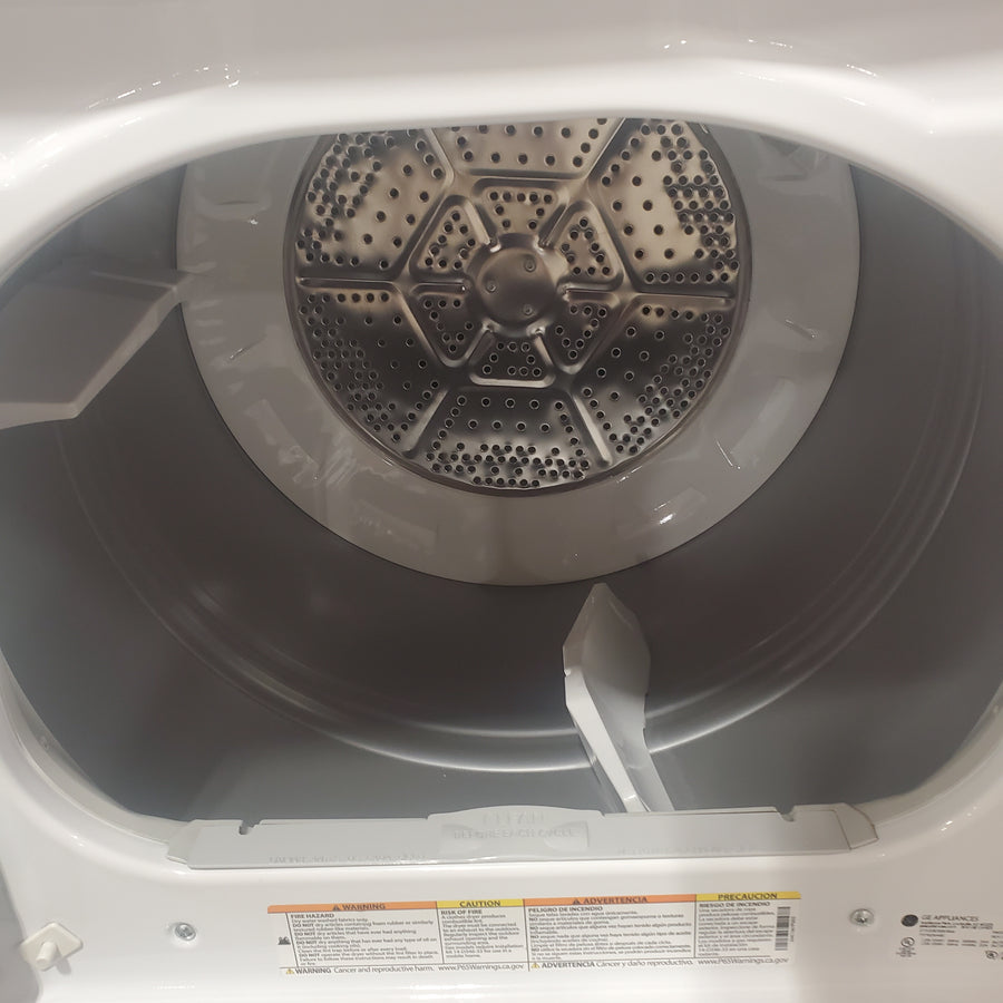 GE® 3.8 cu. ft. Capacity Washer with Stainless Steel Basket in White GTW330ASKWW - Certified Refurbished and GE White Electric 6.2 Cu. Ft. Capacity Dryer with Shallow Depth and Up to 120 Ft. Venting Capability GTX33EASKWW - Certified Refurbished