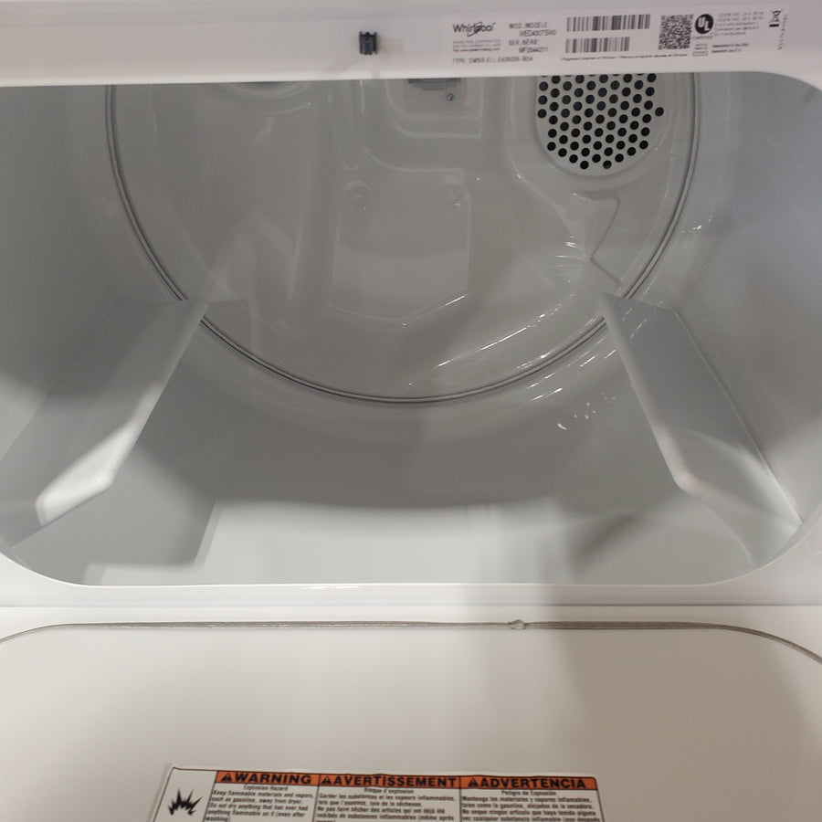 Whirlpool 4.2-4.3 Cu. Ft. Top Load Washer with 2-in-1 Removable Agitator and Soft Close Glass Lid WTW4307SW - Open Box and Whirlpool 7.0 cu. ft. Electric Dryer with Adaptive Dry and Wrinkle Shield™ Option WED4307SW - Scratch & Dent (Minor)