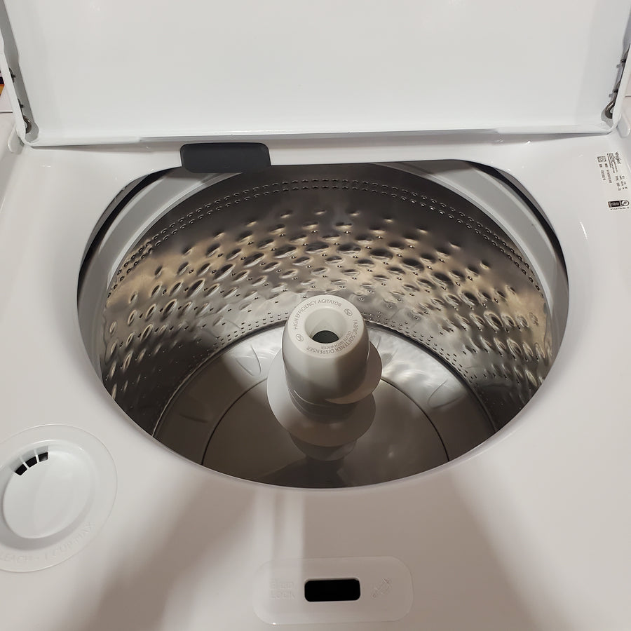 Whirlpool 4.5 Cu. Ft. Top Load Agitator Washer with Built-In Faucet WTW5015LW - Certified Refurbished and Whirlpool Top Load Style Electric Moisture Sensing 7.0 Cu. Ft. Dryer with Steam WED5050LW - Scratch & Dent (Minor)