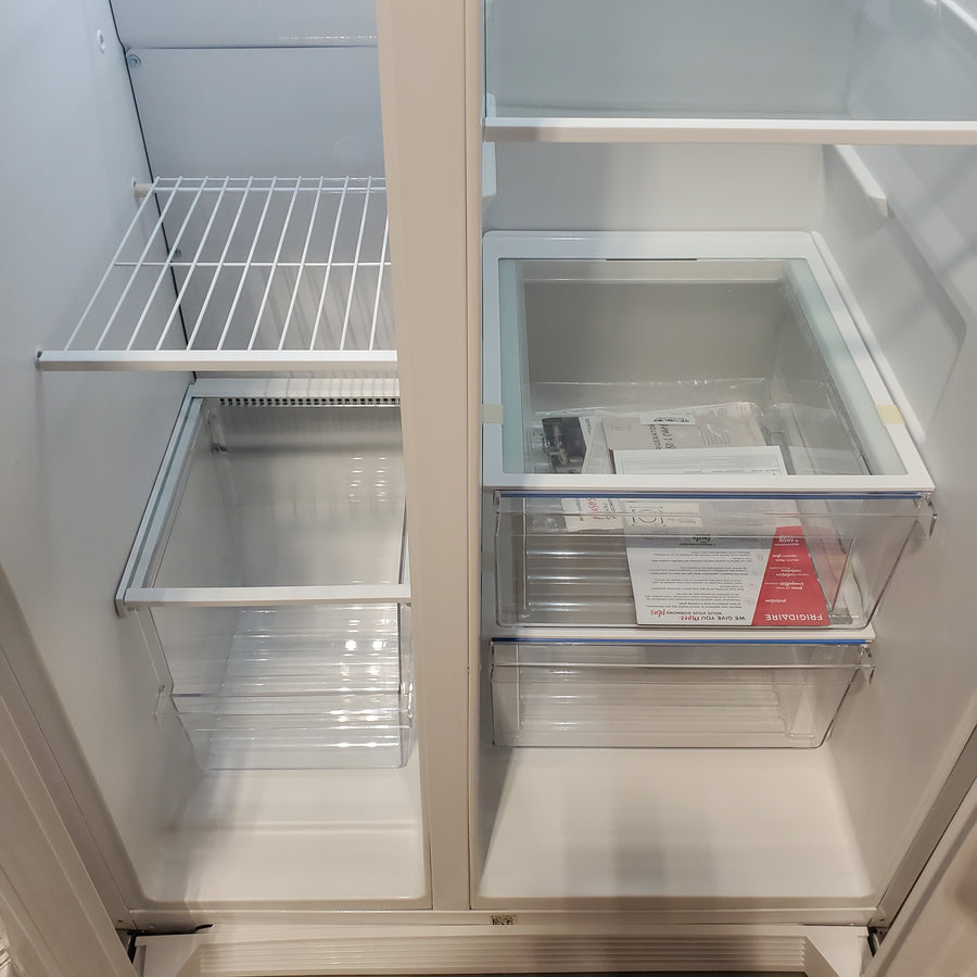 Frigidaire 25.6 cu. ft. Side by Side Refrigerator in White with Exterior Ice and Water Dispenser FRSS2623AW - Scratch & Dent (Minor)