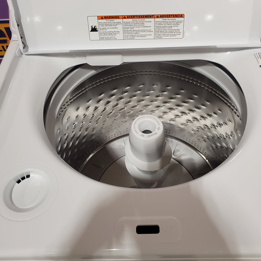 Maytag 4.5 cu. ft. Capacity Top Load Washer with Power™ Agitator and Deep Fill MVW4505MW - Open Box and Maytag 7.0 cu. ft. Capacity Top Load Electric Wrinkle Prevent Dryer 16288 - MED4500MW - Open Box