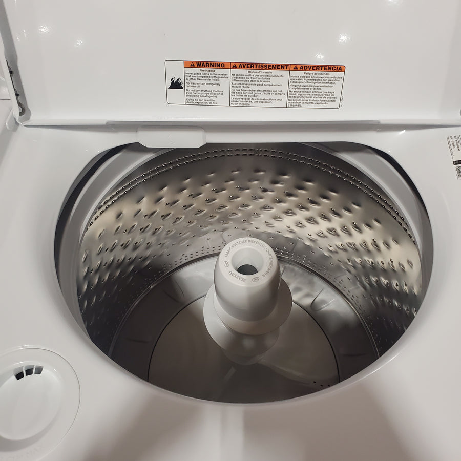 Maytag 4.5 cu. ft. Capacity Top Load Washer with Power™ Agitator and Deep Fill MVW4505MW - Open Box and Maytag 7.0 cu. ft. Capacity Top Load Electric Wrinkle Prevent Dryer MED4500MW - Open Box