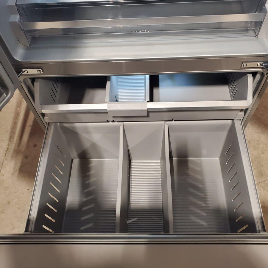 KitchenAid 36 in. 30 cu. ft. Standard Depth French Door Refrigerator in PrintShield Stainless with Exterior Water and Ice KRFF436SPS - Scratch & Dent (Moderate)