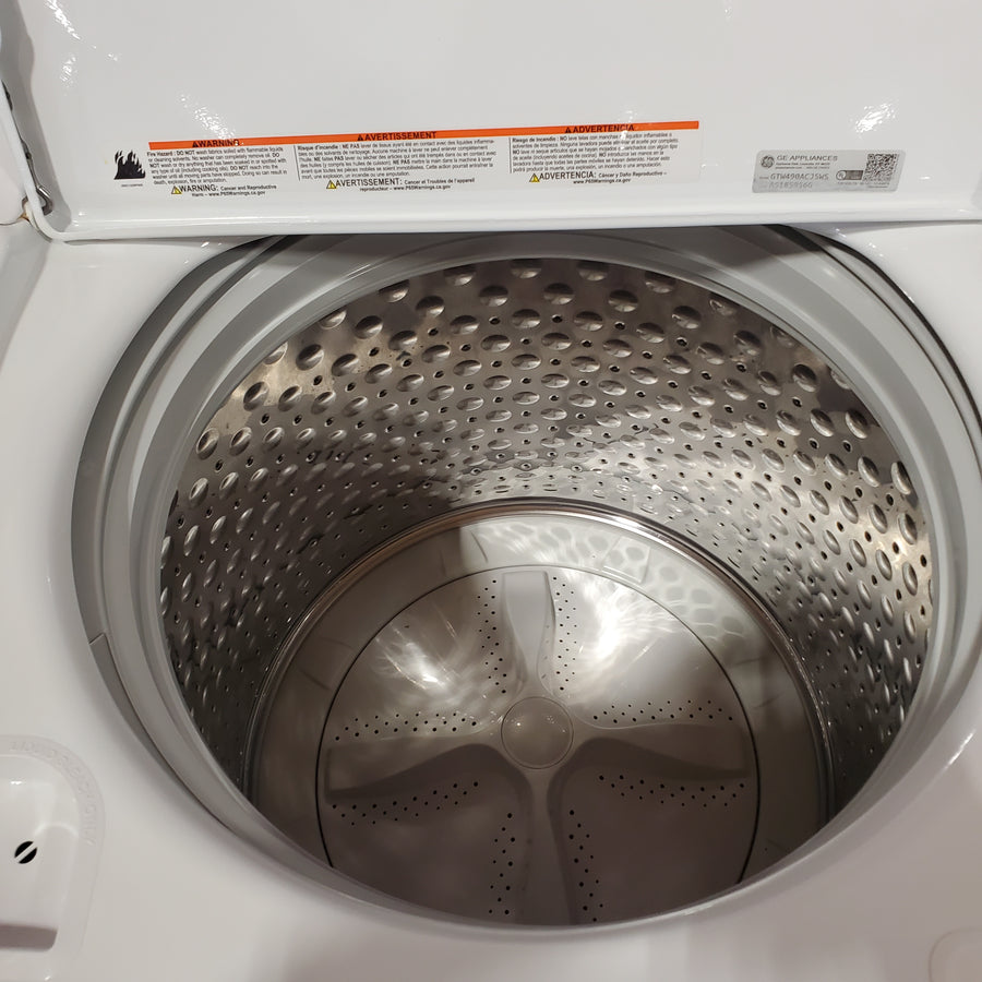 GE White Top Load 4.4 Cu. Ft. Washer with Stainless Steel Basket GTW490ACJWS - Certified Refurbished and GE White Electric 7.2 Cu. Ft. Dryer with Aluminized Alloy Drum GTD45EASJWS - Certified Refurbished