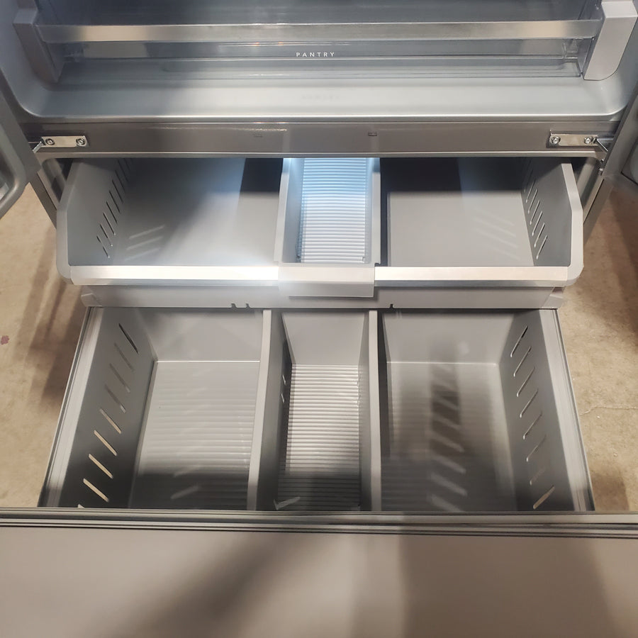 KitchenAid 36 in. 30 cu. ft. Standard Depth French Door Refrigerator in PrintShield Stainless with Exterior Water and Ice KRFF436SPS - Scratch & Dent (Minor)