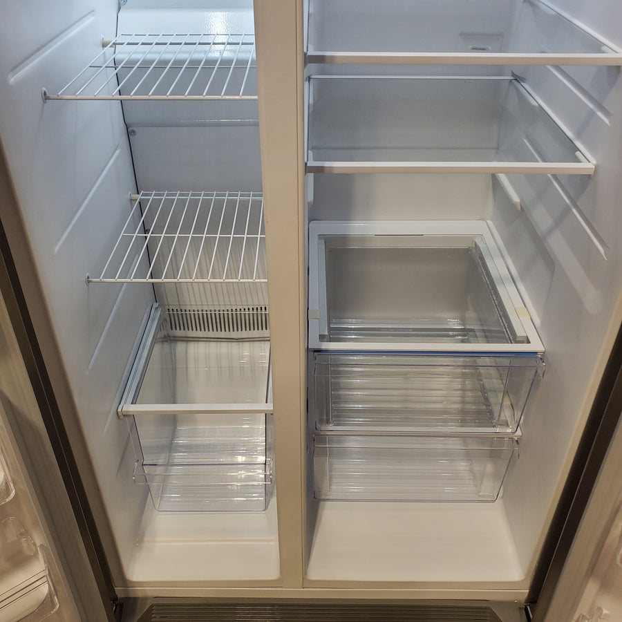 Frigidaire 25.6 cu. ft. ENERGY STAR Side by Side Refrigerator with Exterior Water and Ice Dispenser in Stainless Steel FRSS2623AS - Scratch & Dent (Moderate)