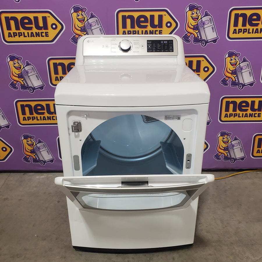 LG 4.5-cu ft High Efficiency Impeller Top-Load Washer ENERGY STAR in White WT7060CW - Certified Refurbished and LG 7.3 cu. ft. Ultra Large Capacity Smart wi-fi Enabled Rear Control Gas Dryer with EasyLoad™ Door DLG7401WE - Certified Refurbished