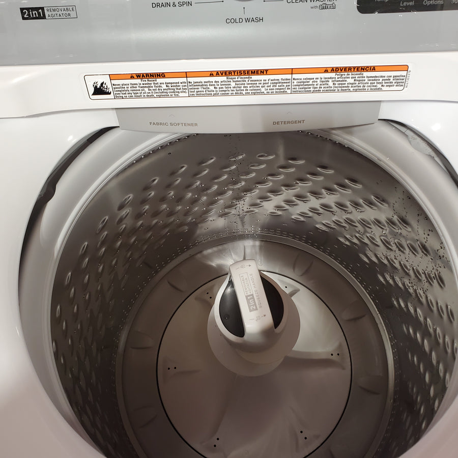 Whirlpool 4.2-4.3 Cu. Ft. Top Load Washer with 2-in-1 Removable Agitator and Soft Close Glass Lid WTW4307SW - Open Box and Whirlpool 7.0 cu. ft. Electric Dryer with Adaptive Dry and Wrinkle Shield™ Option WED4307SW - Open Box