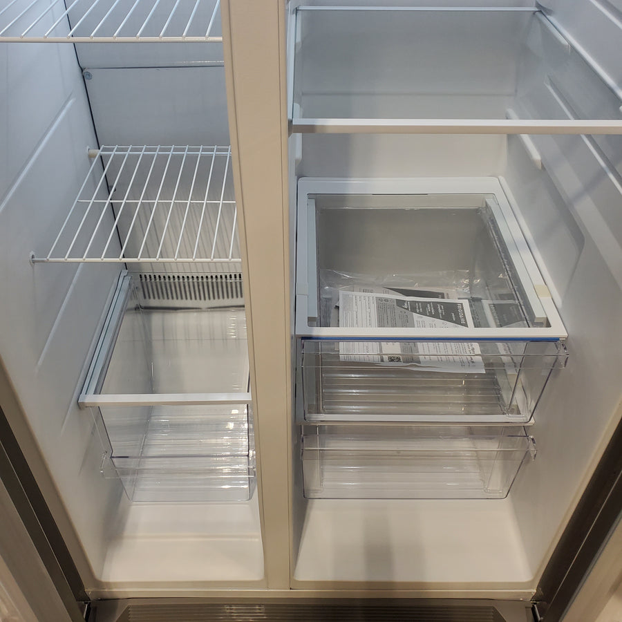 Frigidaire 25.6 cu. ft. ENERGY STAR Side by Side Refrigerator with Exterior Water and Ice Dispenser in Stainless Steel FRSS2623AS - Scratch & Dent (Moderate)