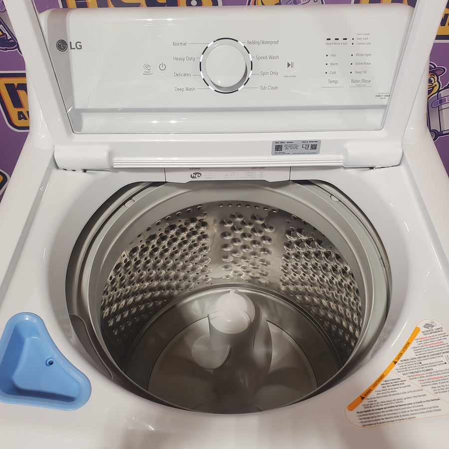 LG Top Load 4.1 Cu. Ft. Washer with TurboDrum Technology in White WT6105CW - Certified Refurbished and LG 7.3 Cu. Ft.  Electric Rear Control Ultra Large Capacity Dryer in White with Sensor Dry DLE6100W - Scratch & Dent (Minor)