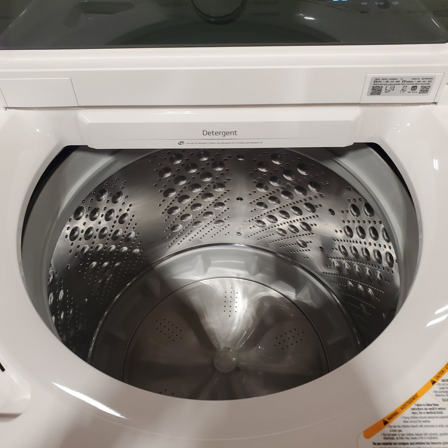 LG 5.0 cu.ft. SMART Top Load Washer in Alpine White with TurboWash WT8200CW - Open Box and LG 7.3 cu. ft. Ultra Large Capacity Rear Control Electric Dryer with AI Sensing and ThinQ® Smart Features DLE8200W - Open Box