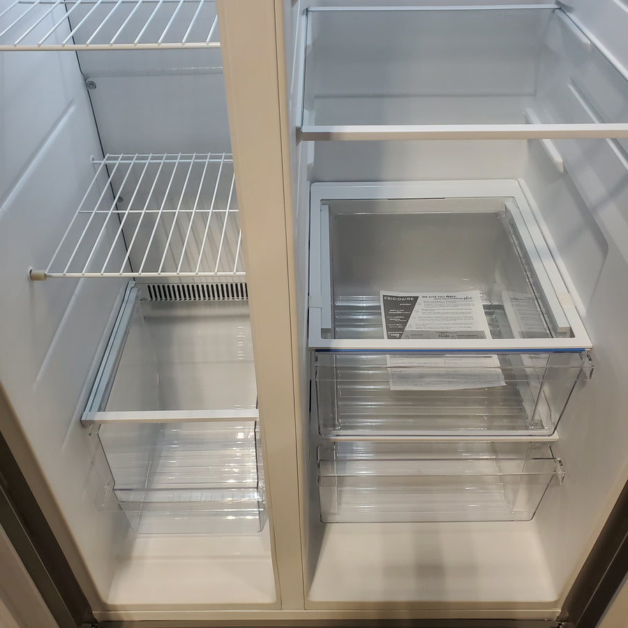 Frigidaire 25.6-cu ft ENERGY STAR Side-by-Side Refrigerator with Ice Maker in Fingerprint Resistant Stainless Steel 22421727 - FRSS26L3AF - Scratch & Dent (Minor)