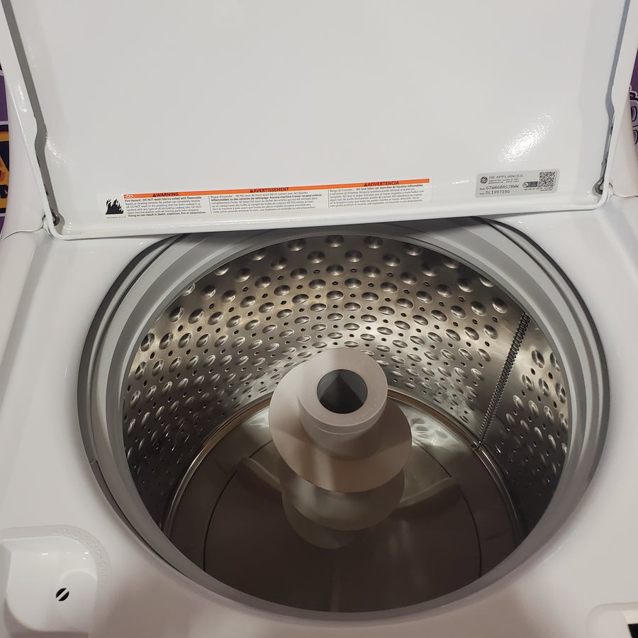 GE White Top Load 4.2 Cu. Ft. Washer with Stainless Steel Basket and Dual Action Agitator GTW460ASJWW - Certified Refurbished