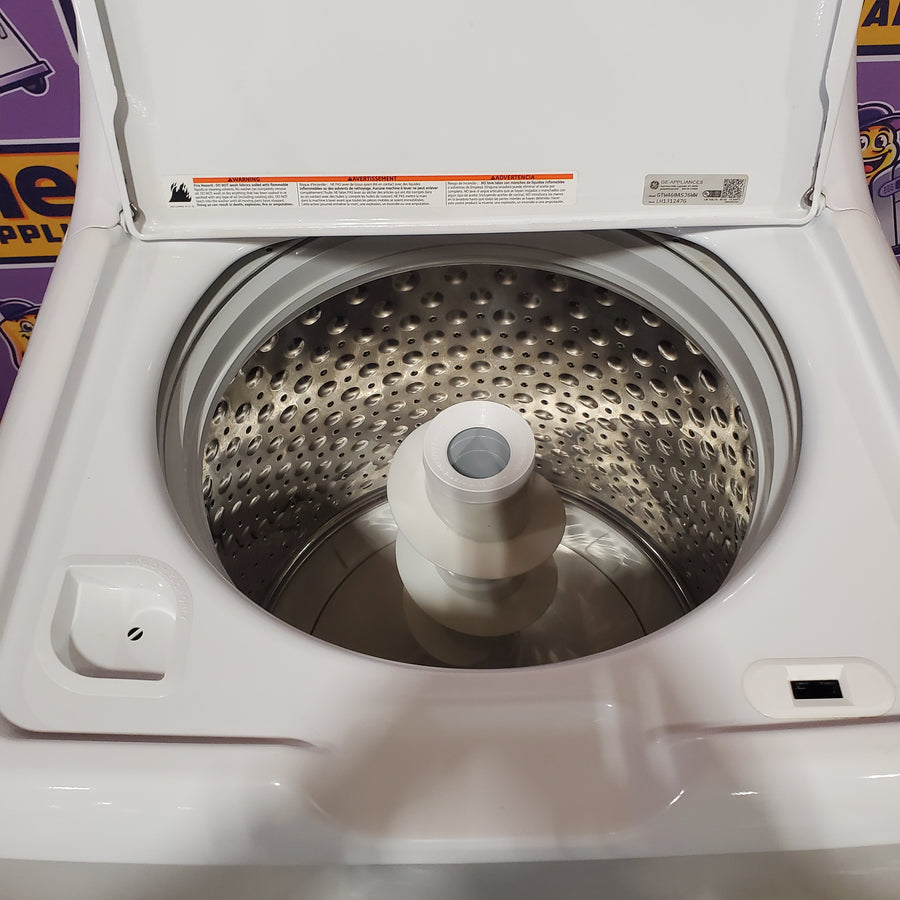 GE White Top Load 4.2 Cu. Ft. Washer with Stainless Steel Basket and Dual Action Agitator GTW460ASJWW - Certified Refurbished