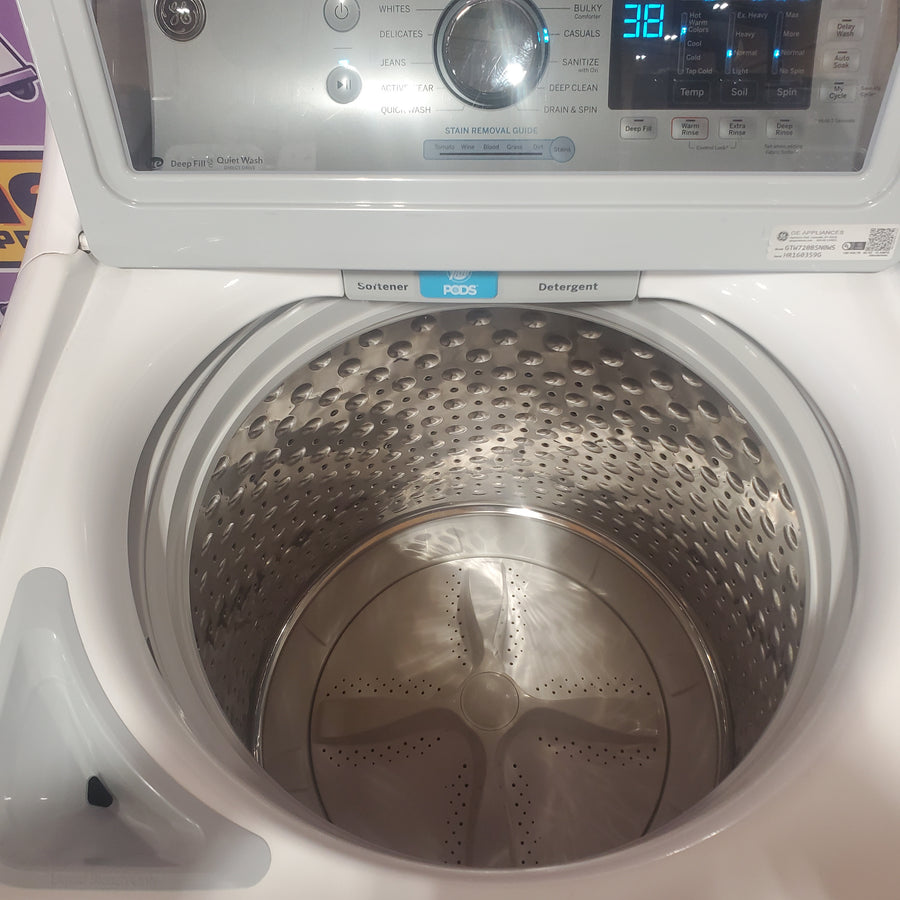 GE® ENERGY STAR® 4.8 cu. ft. Capacity Washer with Sanitize w/Oxi and FlexDispense® in White GTW720BSNWS - Certified Refurbished