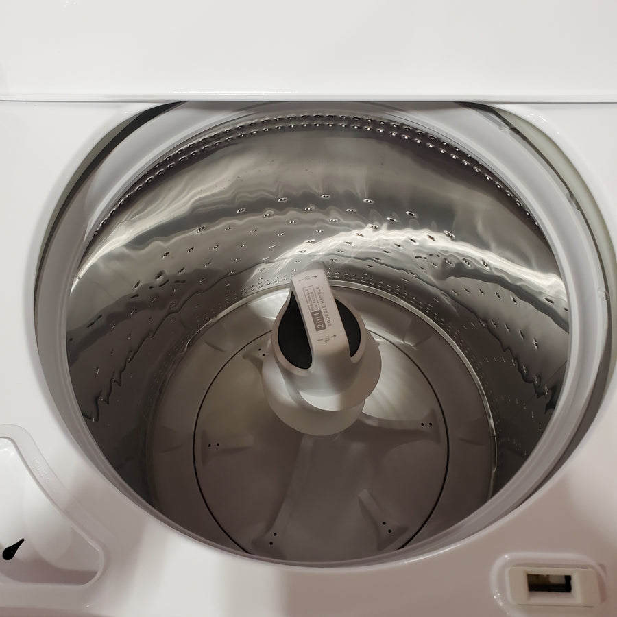 Whirlpool 3.8–3.9 Cu. Ft. Top Load Washer with 2 in 1 Removable Agitator and Soil Level Selection WTW4957PW - Certified Refurbished and Whirlpool White Electric 7.0 Cu. Ft. Dryer with Auto Dry WED4950HW - Certified Refurbished