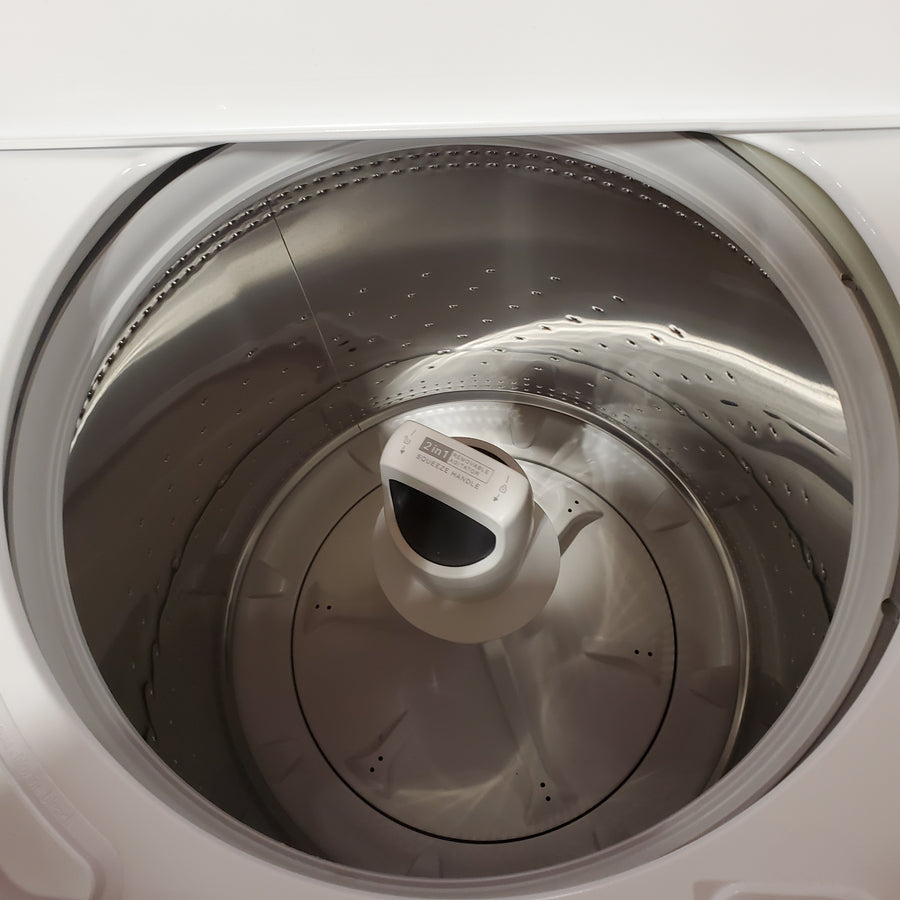Whirlpool 3.8–3.9 Cu. Ft.  Top Load Washer with 2 in 1 Removable Agitator and Soil Level Selection WTW4957PW - Certified Refurbished and Whirlpool 7-cu ft Vented Electric Dryer WED4815EW - Scratch & Dent (Minor)