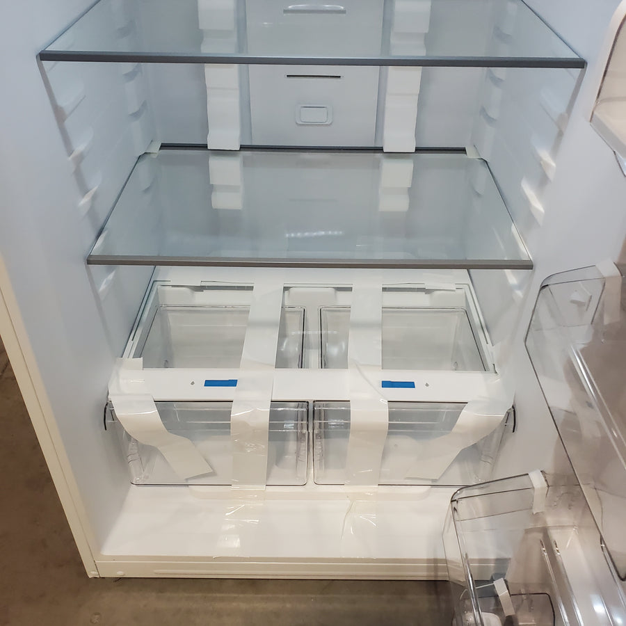 Midea Garage Ready Top Freezer 18.1 Cu. Ft. Refrigerator with Gallon sized Door Bins and Ice Maker Ready MRT18D3BWW - Scratch and Dent (Minor)