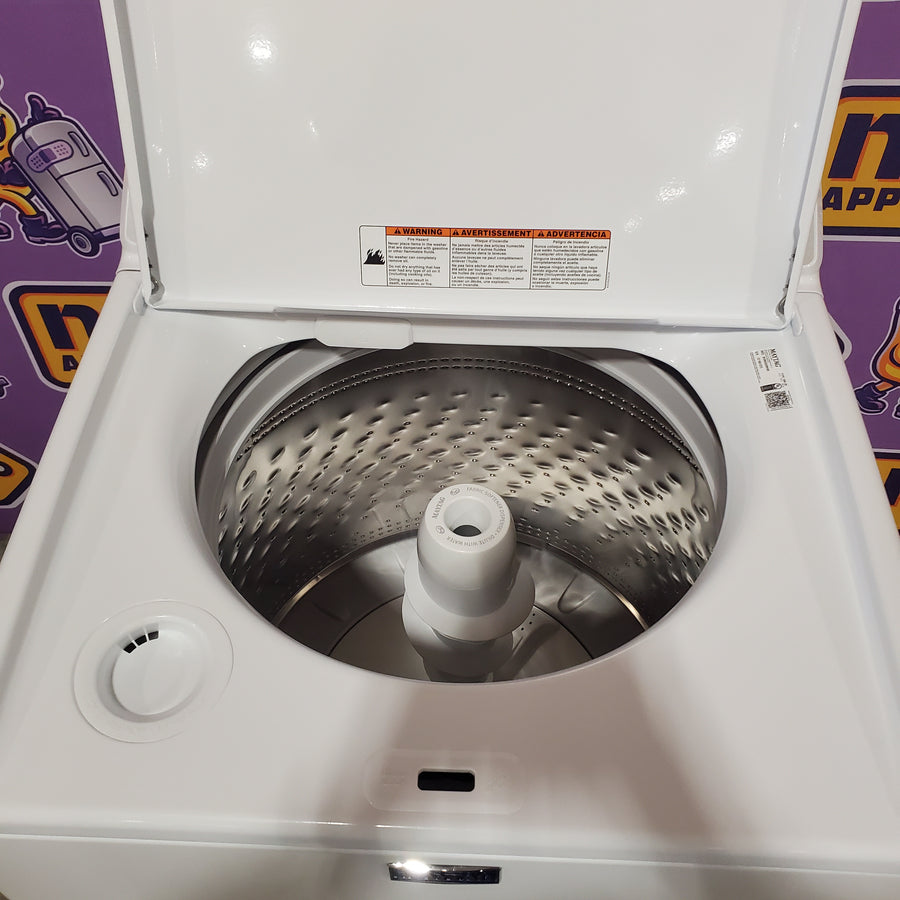 Maytag 4.5 cu. ft. Capacity Top Load Washer with Power™ Agitator and Deep Fill MVW4505MW - Open Box and Maytag 7.0 cu. ft. Capacity Top Load Electric Wrinkle Prevent Dryer MED4500MW - Scratch & Dent (Minor)