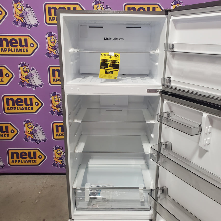 Hisense 18.1-cu ft Counter-Depth 30-in Wide Top-Freezer Refrigerator Garage Ready ENERGY STAR Certified in Stainless Steel RT180N3SSEH - Scratch & Dent (Minor)