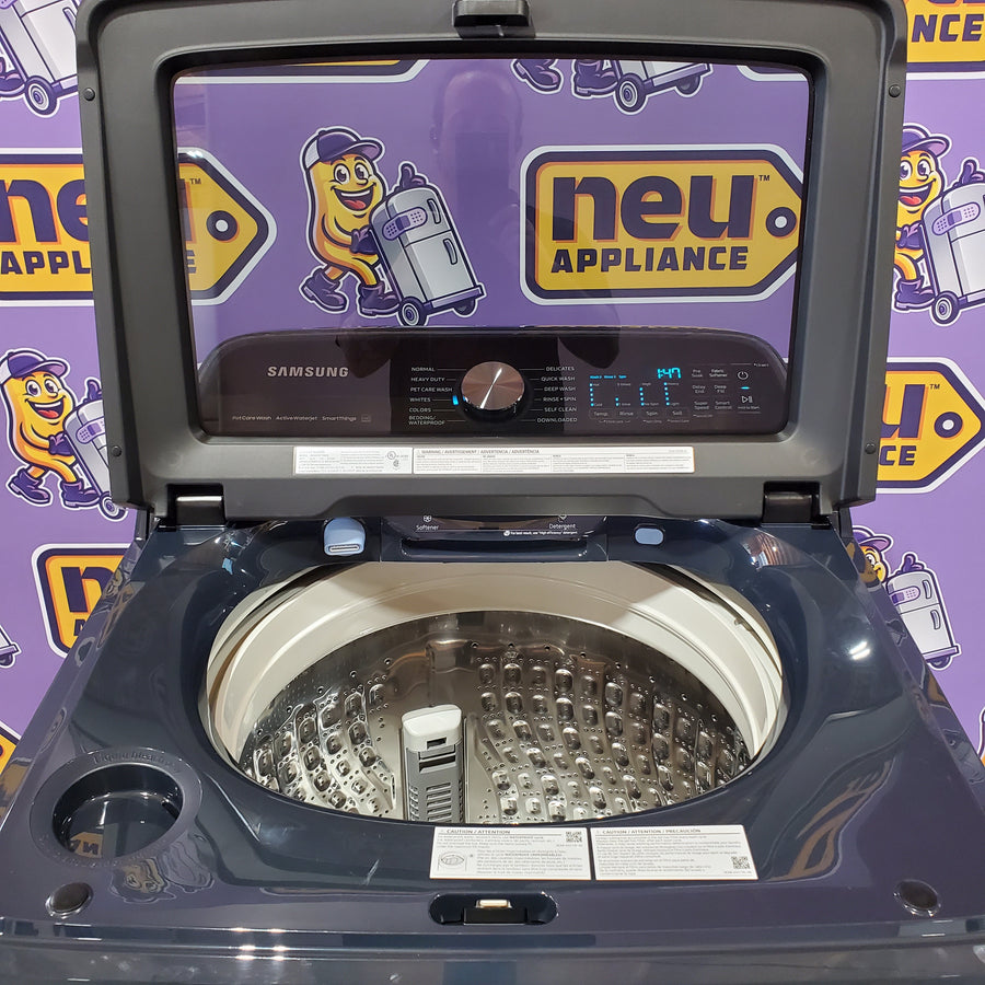 Samsung 5.4 cu. ft. Smart Top Load Washer with Pet Care Solution and Super Speed Wash WA54CG7150AD - Scratch & Dent (Minor) and  7.4 cu. ft. Smart Vented Electric Dryer with Pet Care Dry and Steam Sanitize+ 16262 - DVE54CG7150D - Open Box