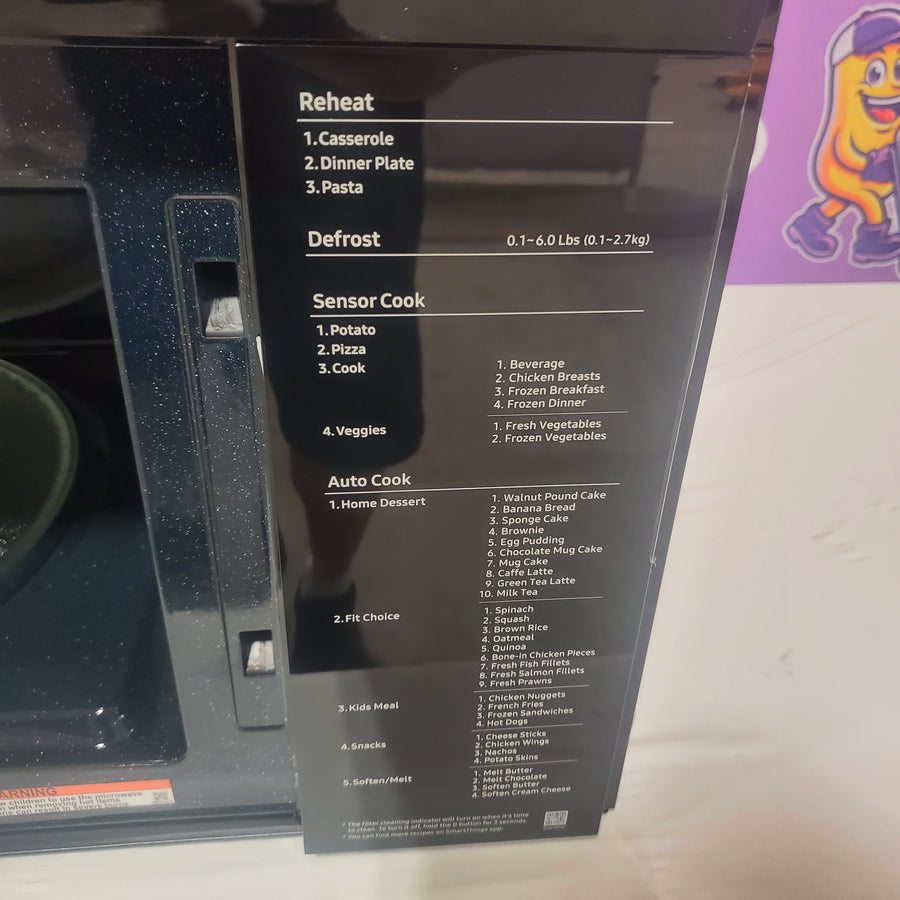Samsung Bespoke 2.1 Cu. Ft. Over-the-Range Microwave with Sensor Cooking and Edge to Edge Glass Display in Stainless Steel ME21DG6500SR - Scratch & Dent (Major()