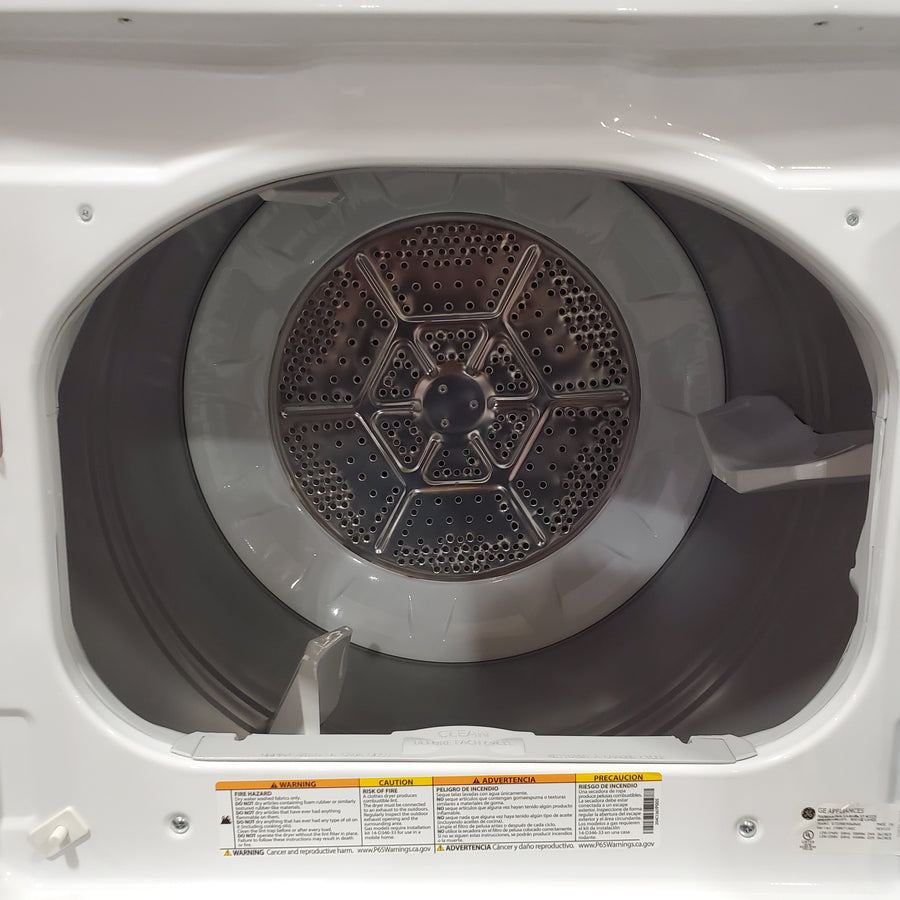 GE White Electric 7.2 Cu. Ft. Capacity Dryer with Up to 120 Ft. Venting and Reversible Door GTD38EASWWS - Scratch & Dent (Minor)