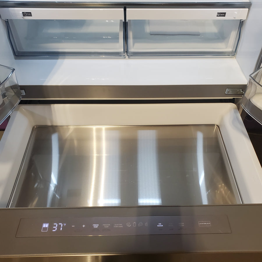 Bertazzoni 36 Inch Freestanding 4-Door French Door Refrigerator with 21.6 Cu. Ft. Total Capacity, Precise Temperature, Individual Quattro Temp Zone Drawer, and Dual Humidity-Controlled Crispers REF36FDFZXNT - Open Box