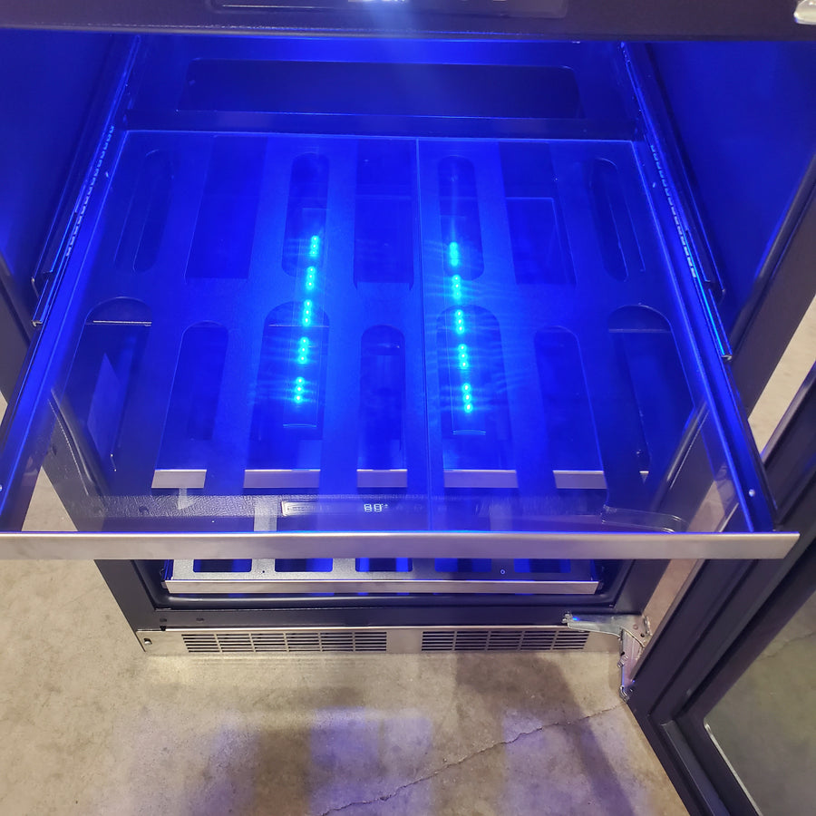Marvel 24 Inch Built-In Undercounter Beverage Center with 19 Bottle Capacity, 108 Can Capacity, 3-in-1 Convertible Shelves, and Theater-Style Display Lighting MPBV424SG31A - Scratch & Dent (Minor)