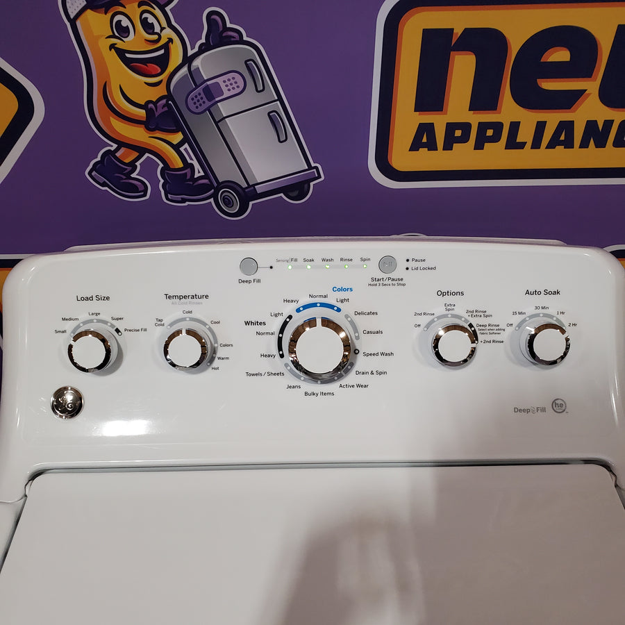 GE White Top Load 4.2 Cu. Ft. Washer with Stainless Steel Basket and Dual Action Agitator GTW460ASJWW - Certified Refurbished