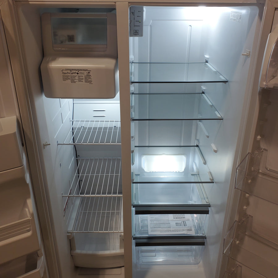 Whirlpool 24.6-cu ft Standard-Depth Side-by-Side Refrigerator with Ice Maker, Water and Ice Dispenser in White WRS315SDHW - Scratch & Dent (Minor)