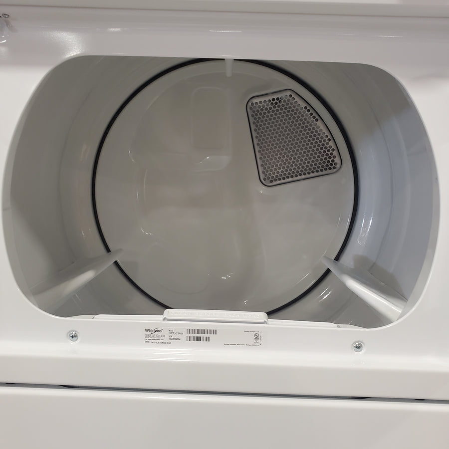 Whirlpool Long Vent Stacked 3.5 Cu. Ft. Laundry Center with 9 Wash Cycles, Auto Dry Technology, and Dual Action Agitator with Fabric Softener Dispenser WETLV27HW - Certified Refurbished