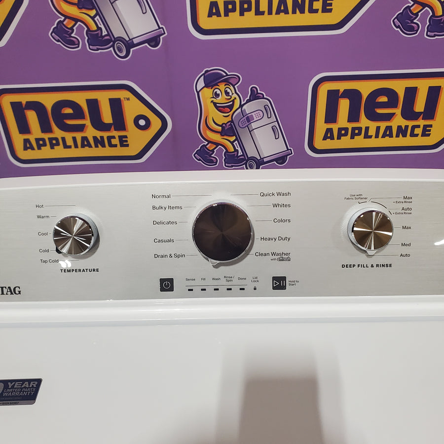 Maytag 4.5 cu. ft. Capacity Top Load Washer with Power™ Agitator and Deep Fill MVW4505MW - Open Box and Maytag 7.0 cu. ft. Capacity Top Load Electric Wrinkle Prevent Dryer MED4500MW - Open Box