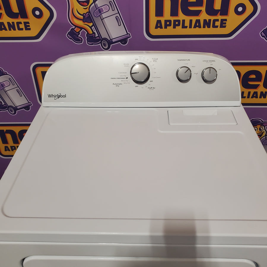 Whirlpool 3.8–3.9 Cu. Ft.  Top Load Washer with 2 in 1 Removable Agitator and Soil Level Selection WTW4957PW - Certified Refurbished and Whirlpool 7-cu ft Vented Electric Dryer WGD4815EW - Open Box