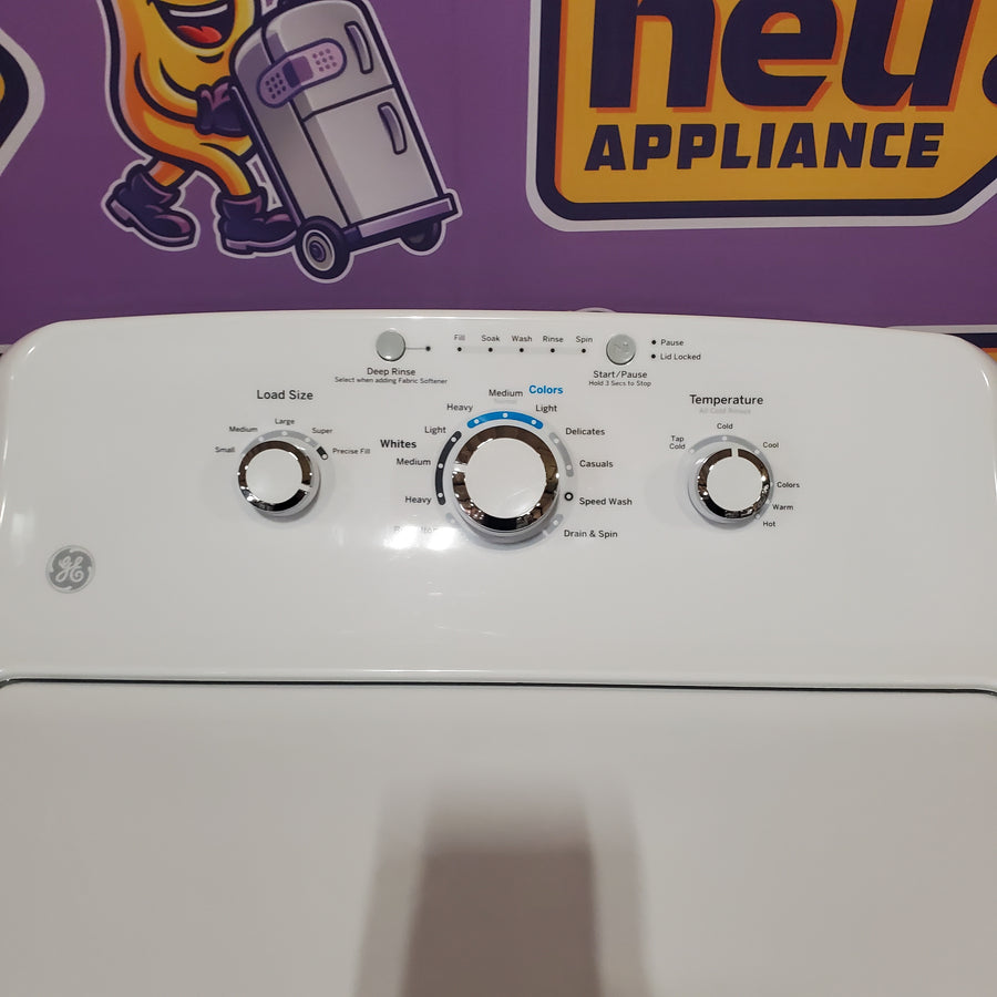 GE® 3.8 cu. ft. Capacity Washer with Stainless Steel Basket in White GTW330ASKWW - Certified Refurbished and GE® 7.2 cu. ft. Capacity Aluminized Alloy Drum Electric Dryer GTD33EASKWW - Certified Refurbished