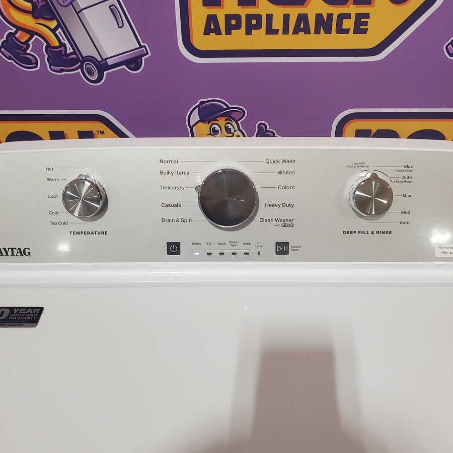 Maytag 4.5 cu. ft. Capacity Top Load Washer with Power™ Agitator and Deep Fill MVW4505MW - Open Box and Maytag 7.0 cu. ft. Capacity Top Load Electric Wrinkle Prevent Dryer 16321 - MED4500MW - Scratch & Dent (Minor)