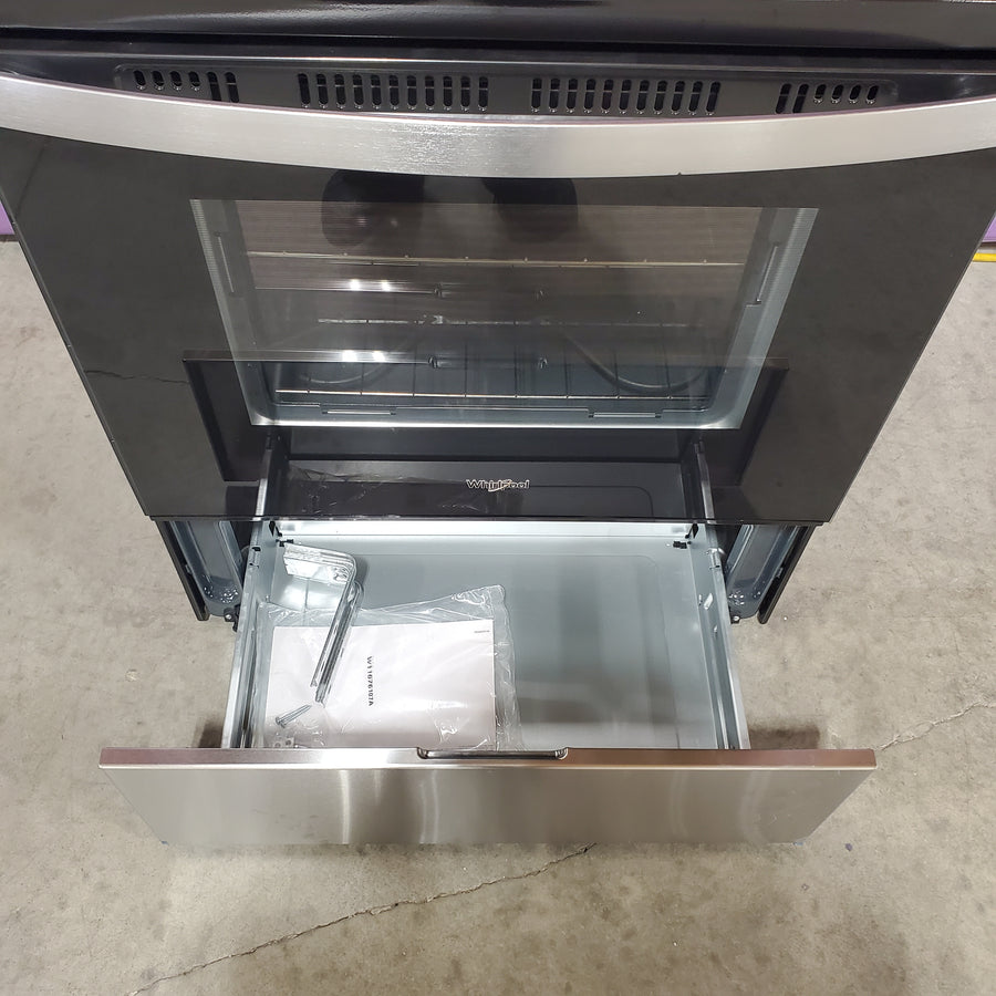 Whirlpool Stainless Steel 4.8 cu. ft. Electric Range with Keep Warm Setting and Large Oven Window WFC150M0JS - Open Box
