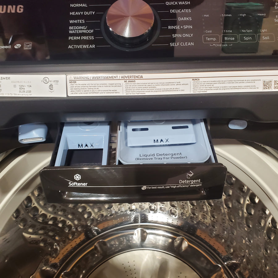 Samsung 5.0 cu. ft. Energy Star Top Load Washer with Active Water Jet in Black Stainless Steel WA50R5400AV - Certified Refurbished