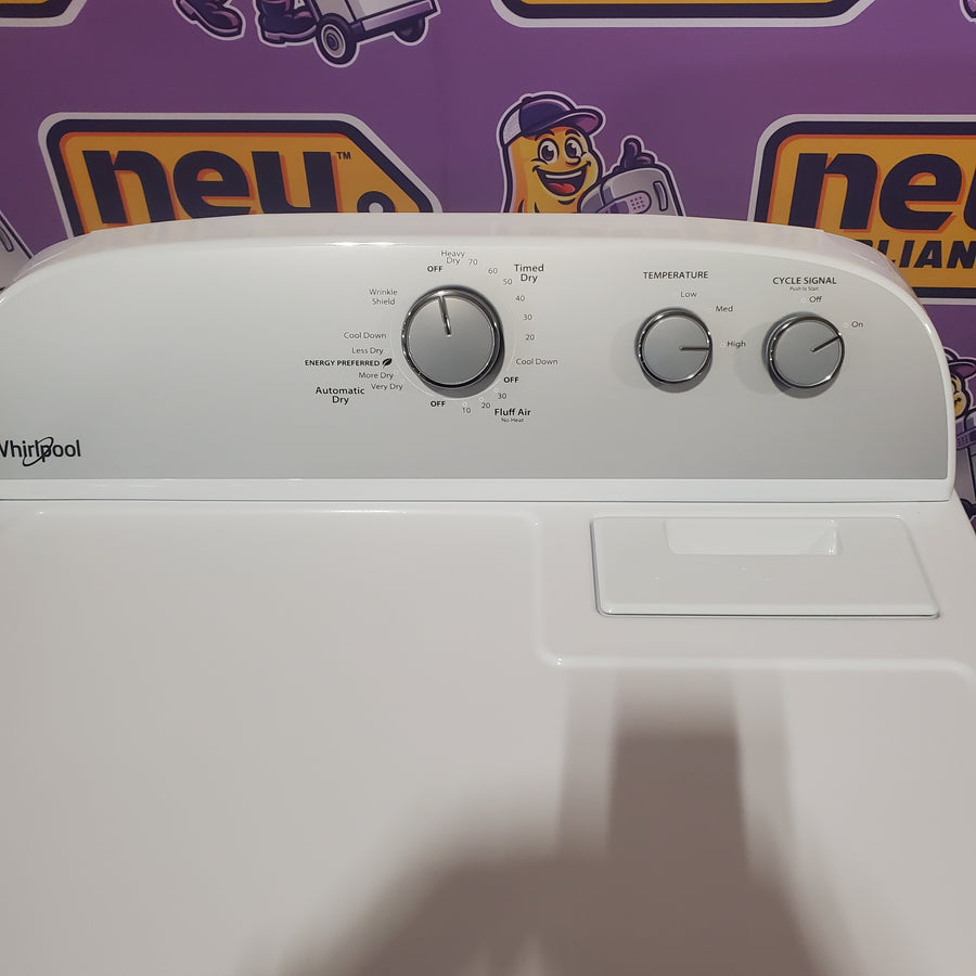 Whirlpool 4.3-cu ft  High Efficiency Impeller Medium Top-Load Washer in White WTW5000DW - Open Box and Whirlpool White Electric Extra Large 7.0 Cu. Ft. Dryer with Wrinkle Shield WED4815EW - Scratch & Dent (Minor)