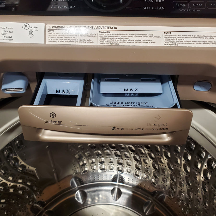 Samsung 5.0 cu. ft. High Efficiency Top Load Washer with Active WaterJet in Champagne WA50T5300AC - Certified Refurbished