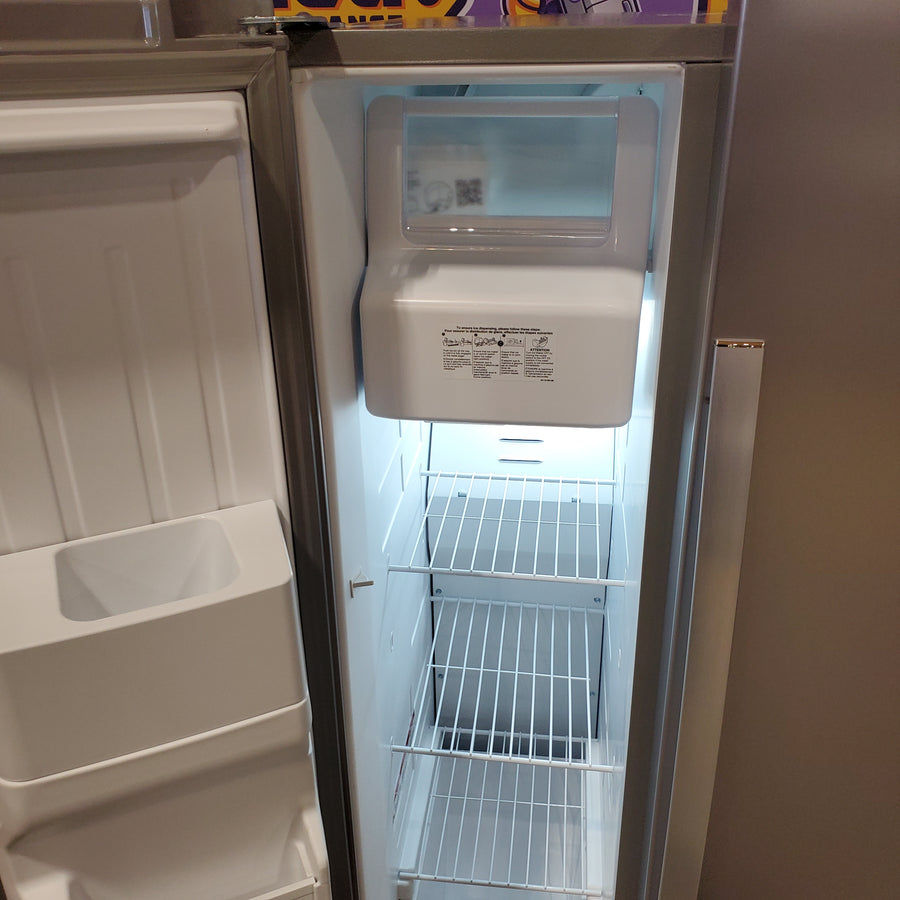 Whirlpool 33 Inch Wide Side by Side 21 Cu. Ft. Refrigerator with Can Caddy and Frameless Glass Shelves in Fingerprint Resistant Stainless Steel WRS321SDHZ - Scratch & Dent (Major)