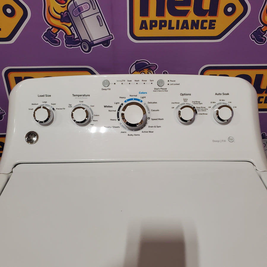 GE White Top Load 4.2 Cu. Ft. Washer with Stainless Steel Basket and Dual Action Agitator GTW460ASJWW - Certified Refurbished and GE 7.2 cu. ft. Capacity Aluminized Alloy Drum Electric Dryer GTD33EASKWW - Certified Refurbished