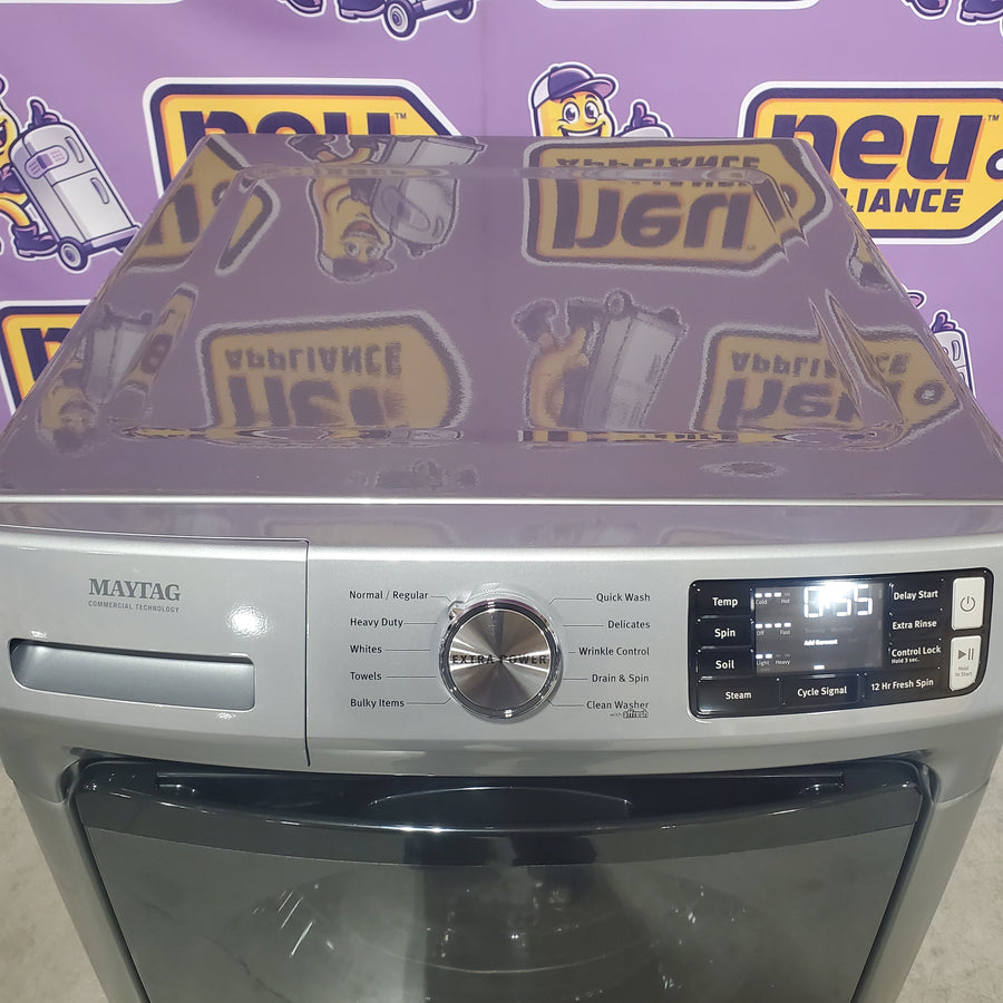 Maytag 4.5-cu ft High Efficiency Stackable Steam Cycle Front-Load Washer MHW5630HC - Open Box and Maytag 7.4 cu. ft. Smart Pet Pro Front Load Electric Dryer MED7020RF - Scratch & Dent (Minor)