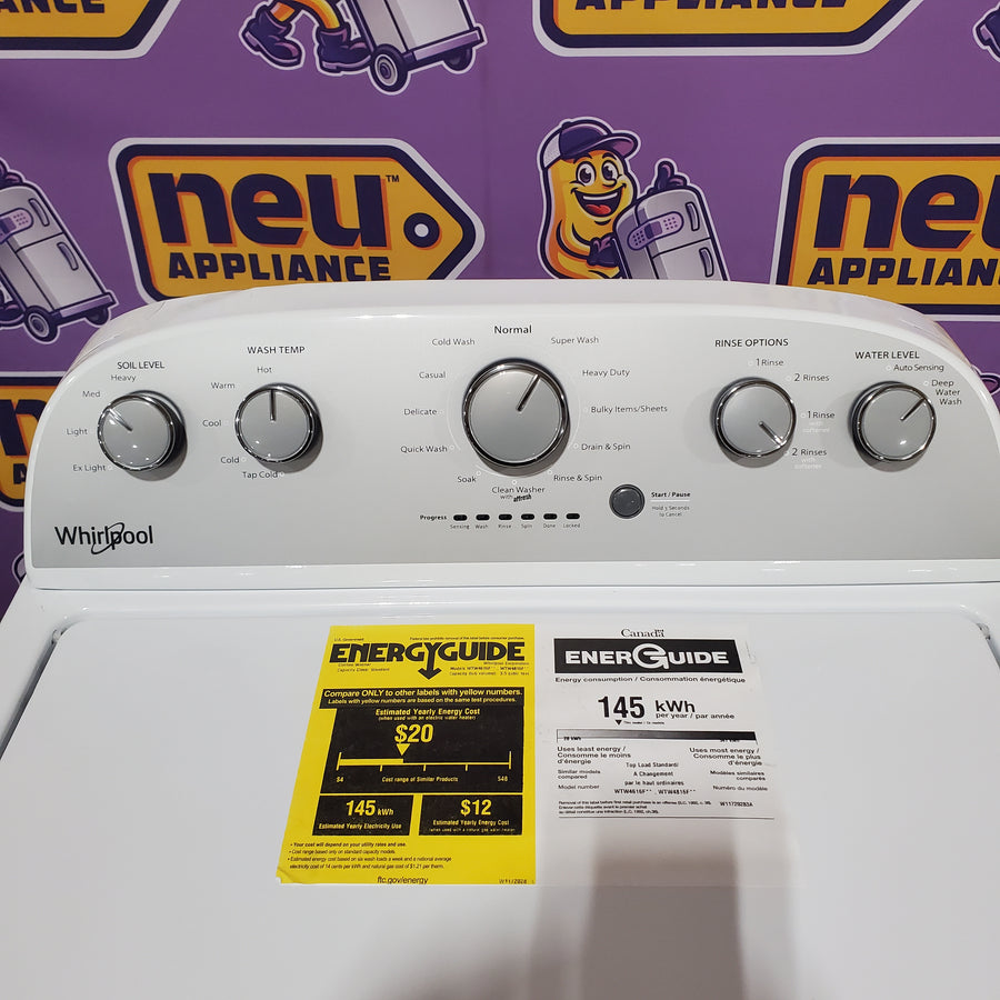 Whirlpool Top Load 3.5 Cu. Ft. Washer with Deep Water Wash Option WTW4816FW - Scratch & Dent (Minor) and Whirlpool Vented 7.0 Cu. Ft. Electric Dryer WED4815EW - Open Box