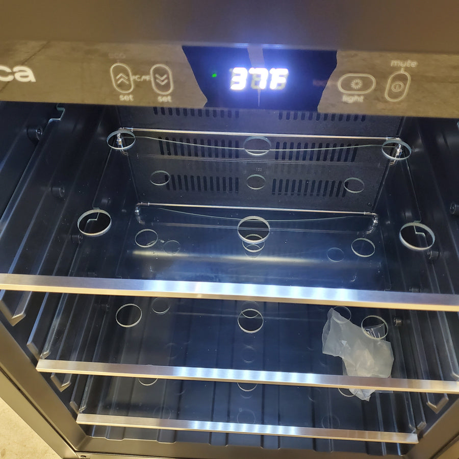 Elica 24 Inch Beverage Center with 4.8 Cu. Ft. Capacity, Slide Out Shelves, UV Coated Double Panel Glass Door, Temperature/Humidity Sensors, and Sabbath Mode EBS51SS1 - Scratch & Dent (Minor)