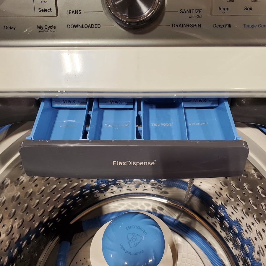 GE Profile™ ENERGY STAR® 4.9 cu. ft. Capacity Washer with Smarter Wash Technology and FlexDispense™ 20232728 - PTW605BPRDG - Open Box